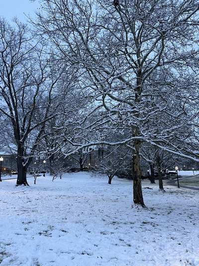 Snow on the Drillfield at Virginia Tech
